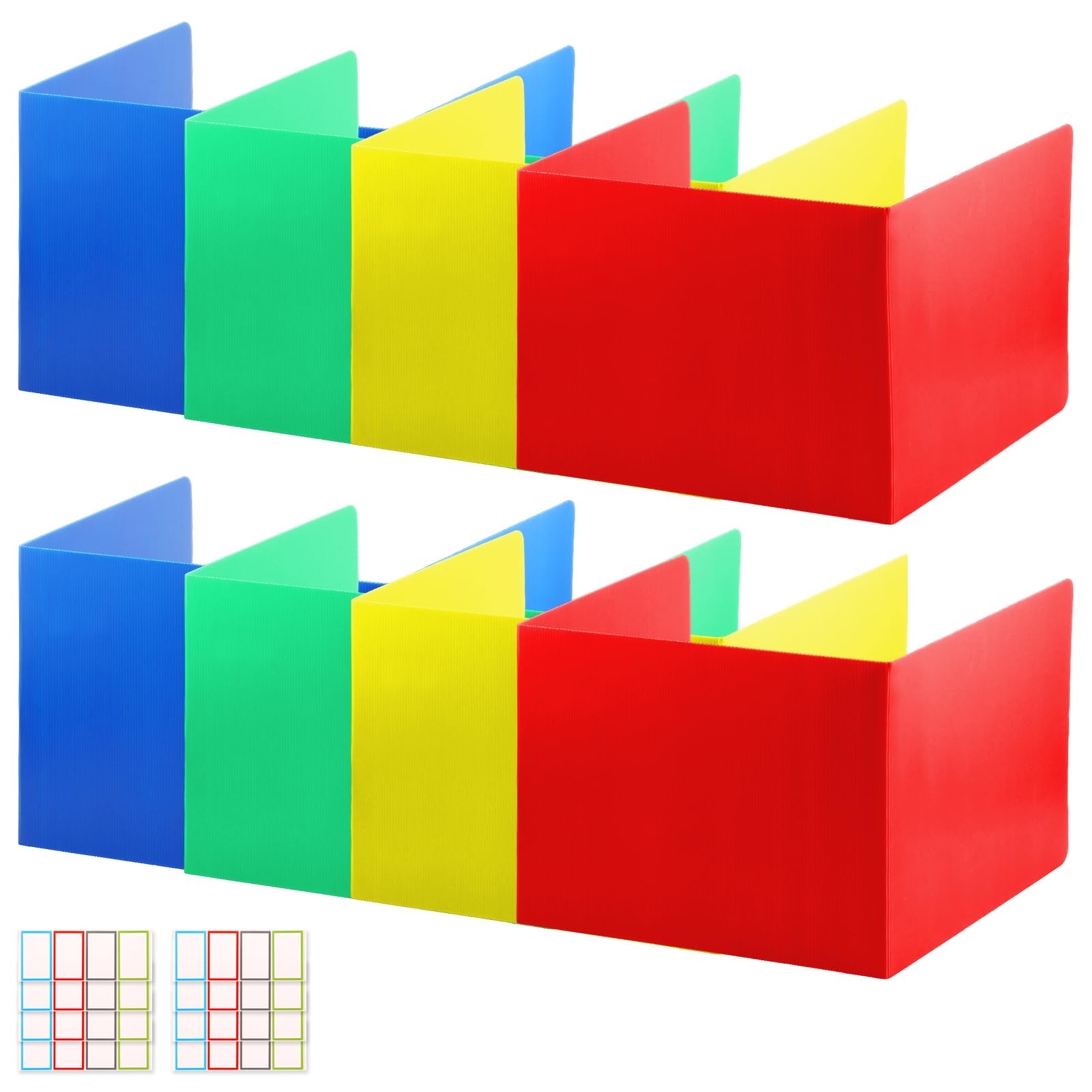 8 Pack Desk Dividers for Students, Colorful Privacy Folders, Waterproof Plastic Study Desk Dividers, Test Dividers for Classroom with Stickers, Foldable Study Carrel Divider