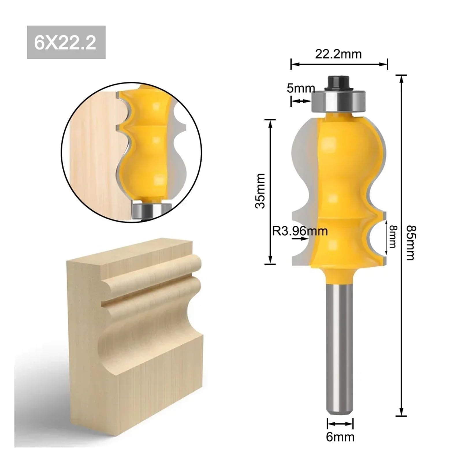1 stück 6mm 1/4 Schaft Spezialformstück Hartmetall-Formfräser Fräser Trimmen Holz Fräser for Holzbearbeitungsschneider Elektrowerkzeuge(6mm Shank)