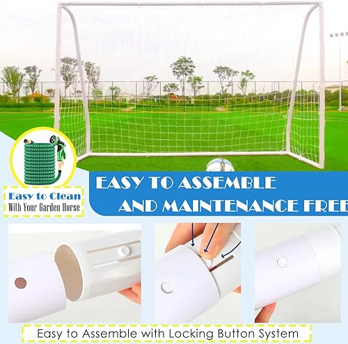 Miniatura 4 de KATARUS Portería de fútbol de 12 x 6 pies, 10 x 6.5 pies, 8 x 6 pies, 8 x 5 pies, 6 x 4 pies, para patio trasero, con marco de UPVC resistente a la