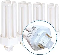 KOR Pack of 4 26W Triple Tube GX24Q-3 CFL Bulbs - 5000K Bright White Compact Fluorescent Lights for Kitchens & Bathrooms