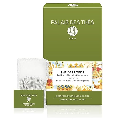 Palais des Thés - Thé Des Lords - Té negro vegano gourmet fino de Earl Grey con bergamota - Caja de 20 bolsas de té