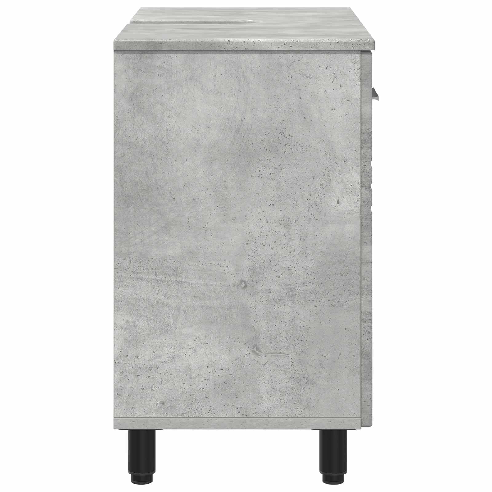 Lavabo in legno grigio cemento, 60 x 35 x 60 cm, con ripiano e porta, moderno mobile sottolavabo per mobili da bagno e WC degli ospiti, armadietto da bagno compatto con ripiano e foro per