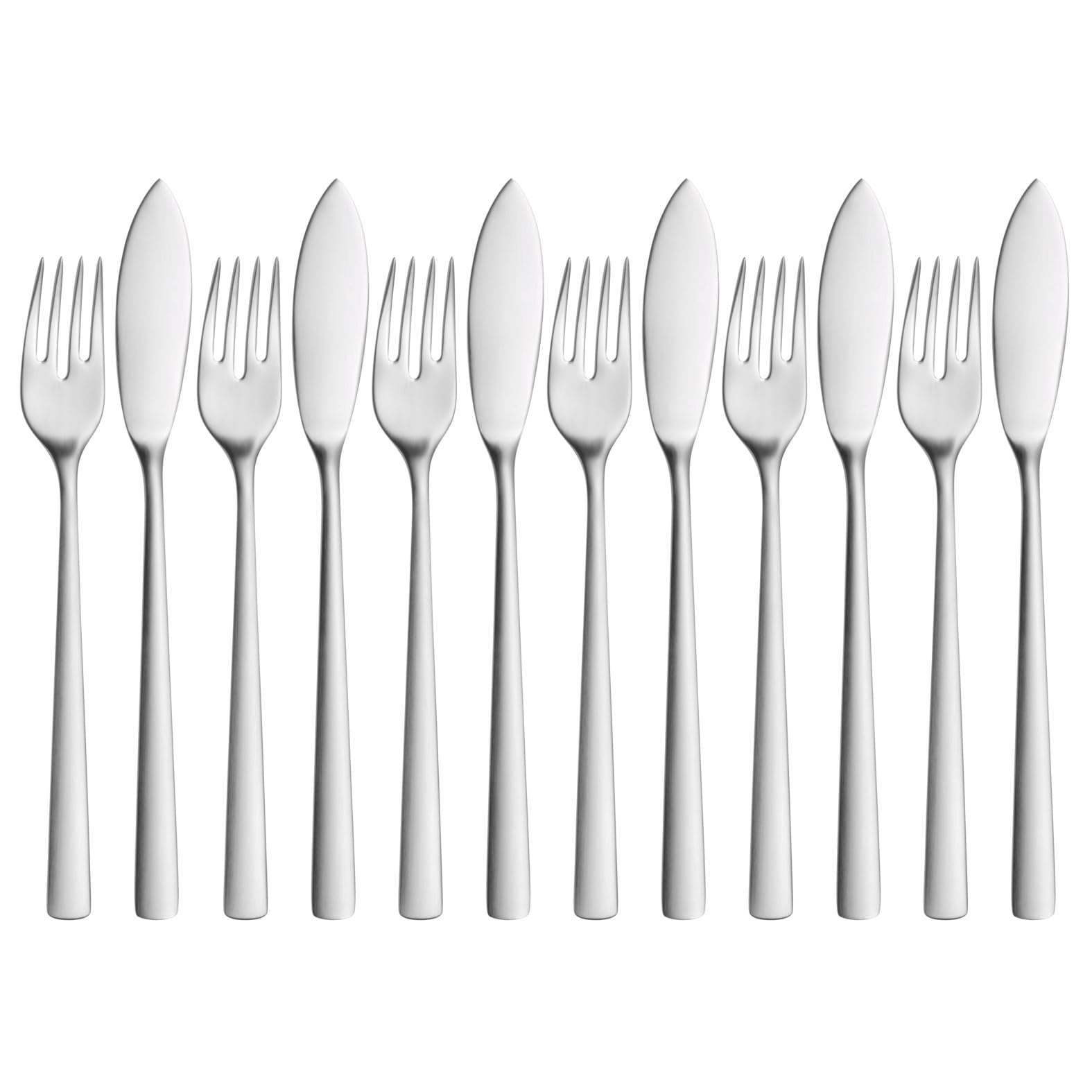 WMF Corvo Fischbesteck 12 teilig, 6 Personen, Besteck Set, Fischgabel, Fischmesser, Cromargan protect Edelstahl teilmattiert, kratzbeständig, spülmaschinenfest