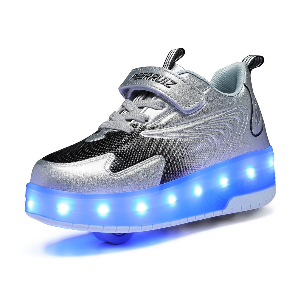 Mateju Scarpe con Rotelle Bambina Bambino Sportive Scarpe da Skateboard, Ragazzo Rotelle a Scomparsa Skateboard Sneakers Scarpe da Ginnastica da Pattini per Bambini Donna Uomo