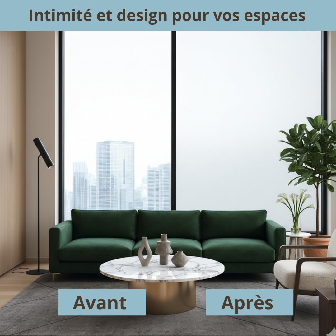 Film de confidentialité en verre satiné mat, effet givré foncé, film adhésif pour fenêtre et boîte de douche, anti-regard réutilisable (satiné opaque, 90 x 300 cm)