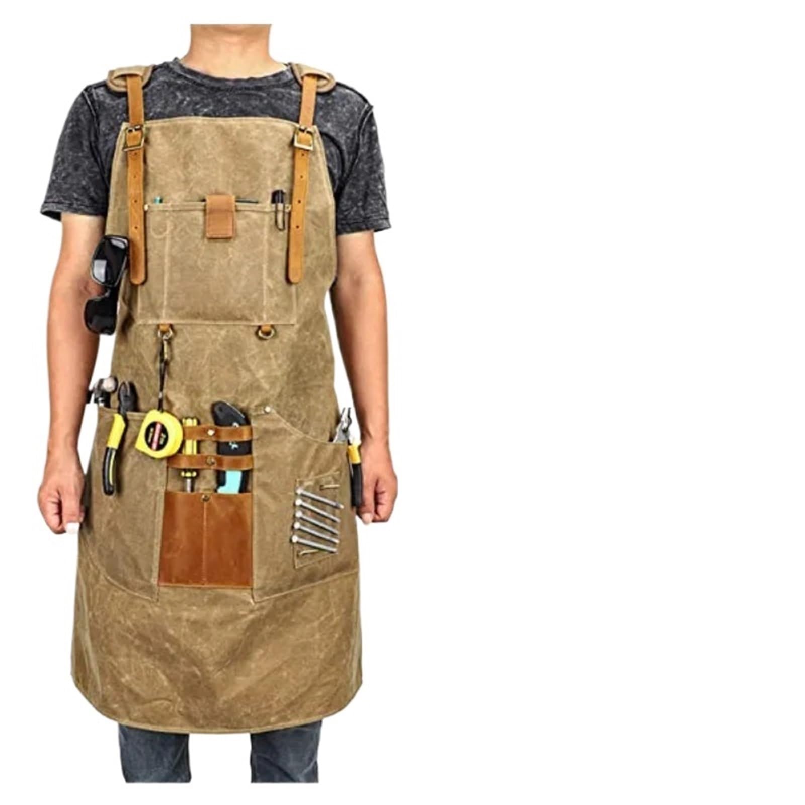 Delantal de lona gruesa, bolso mano, bolsillo multifuncional, overol carpintería, reparación mecánico automóviles, reparador, soldador, leñador, delantal para Soldadura, Herrero
