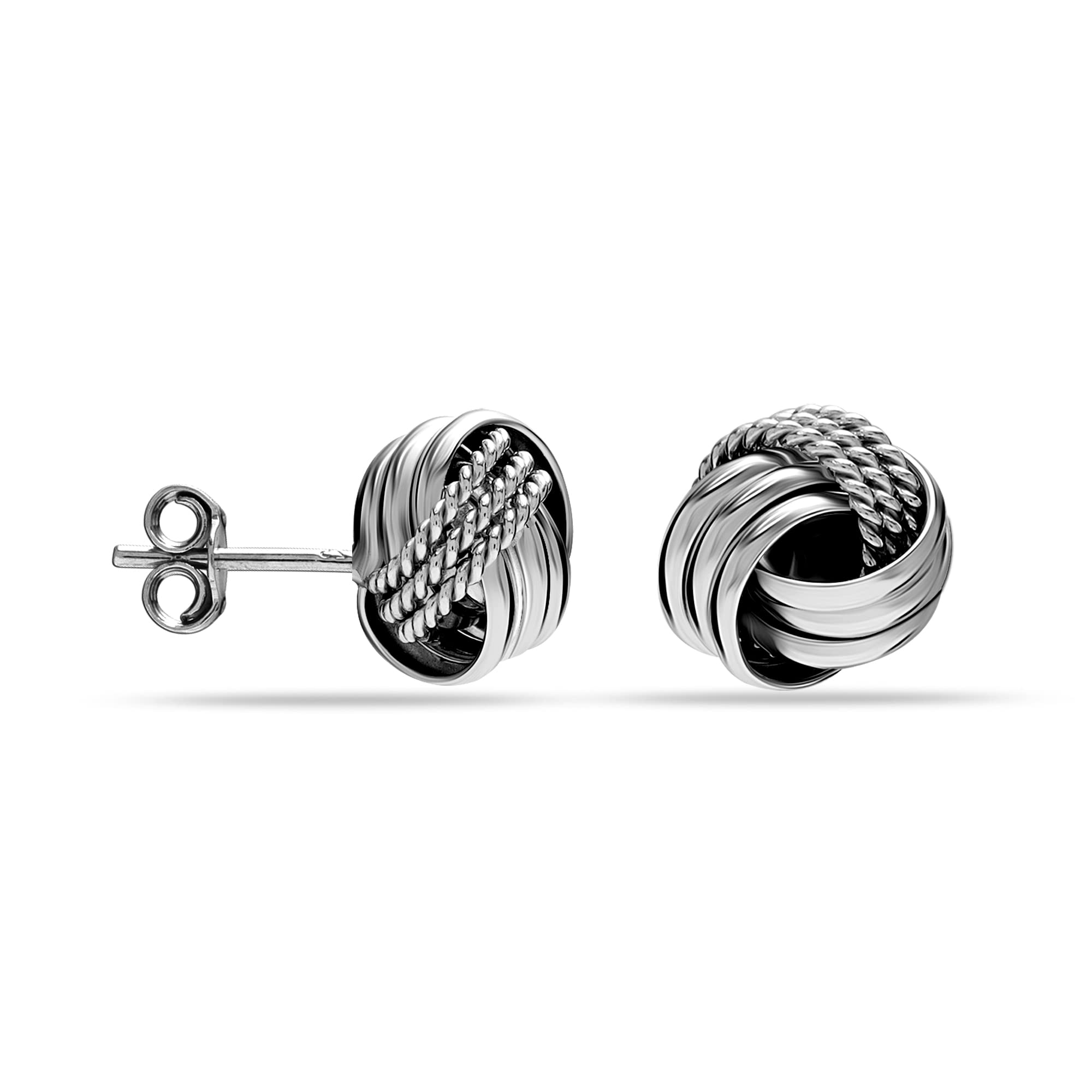 LeCalla Orecchini A Perno In Argento 925 Con Nodo D'amore, 10x10 Mm, Ipoallergenici, Regalo In Elegante Scatola