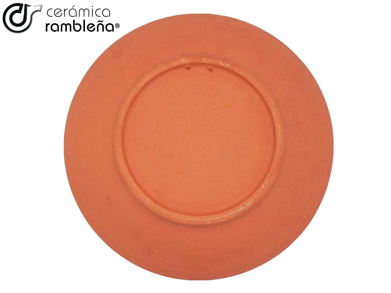 CERÁMICA RAMBLEÑA | Plato Decorativo para Colgar en Pared | Plato de cerámica | Plato decoración | Plato de Barro Rojo - Modelo D21 | 100% Hecho a Mano | 28x28x4.5 cm