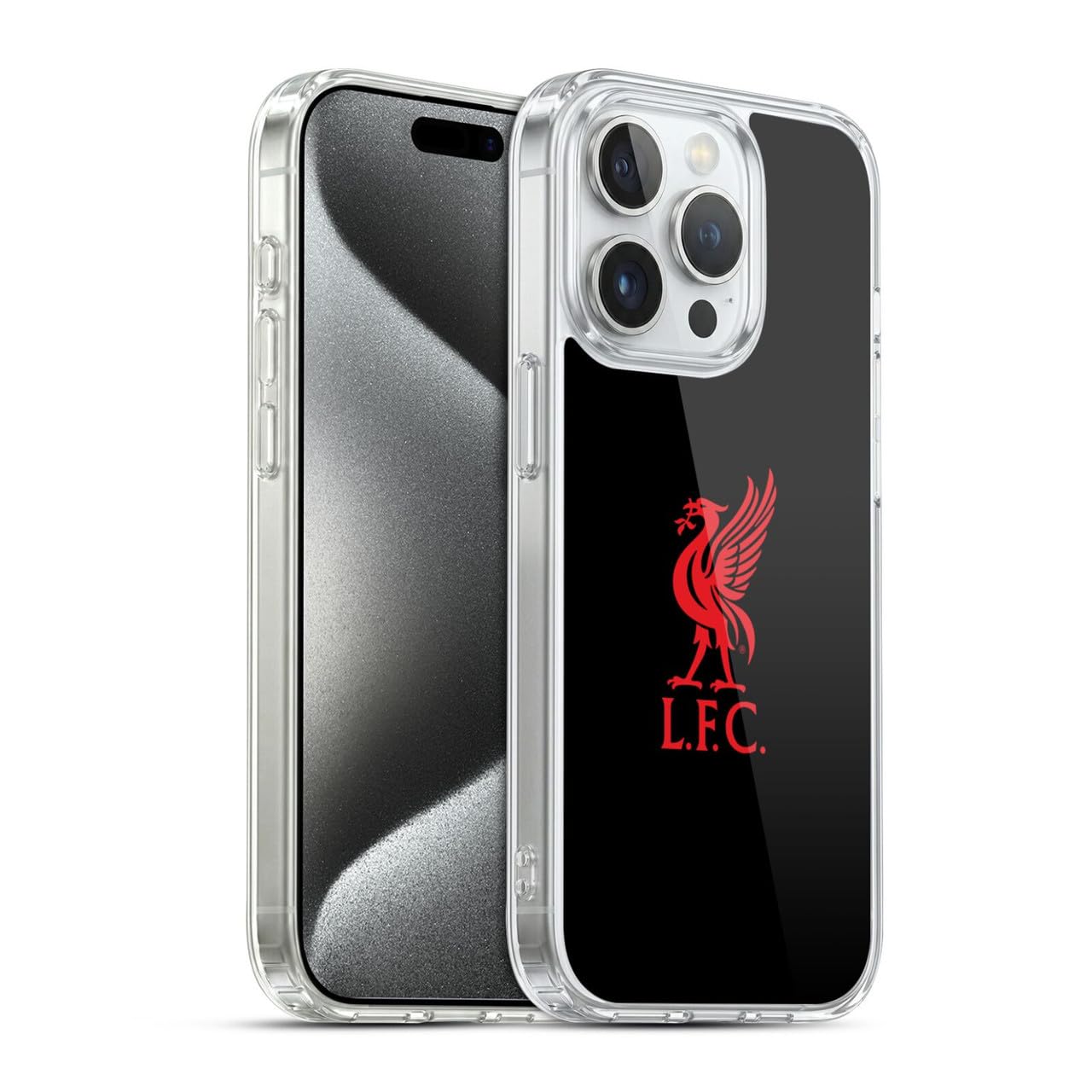 Head Case Designs Licenciado Oficialmente Liverpool Football Club Logotipo Rojo En Negro pájaro de hígado Caso Funda de Gel Suave Compatible con Apple iPhone 15 Pro