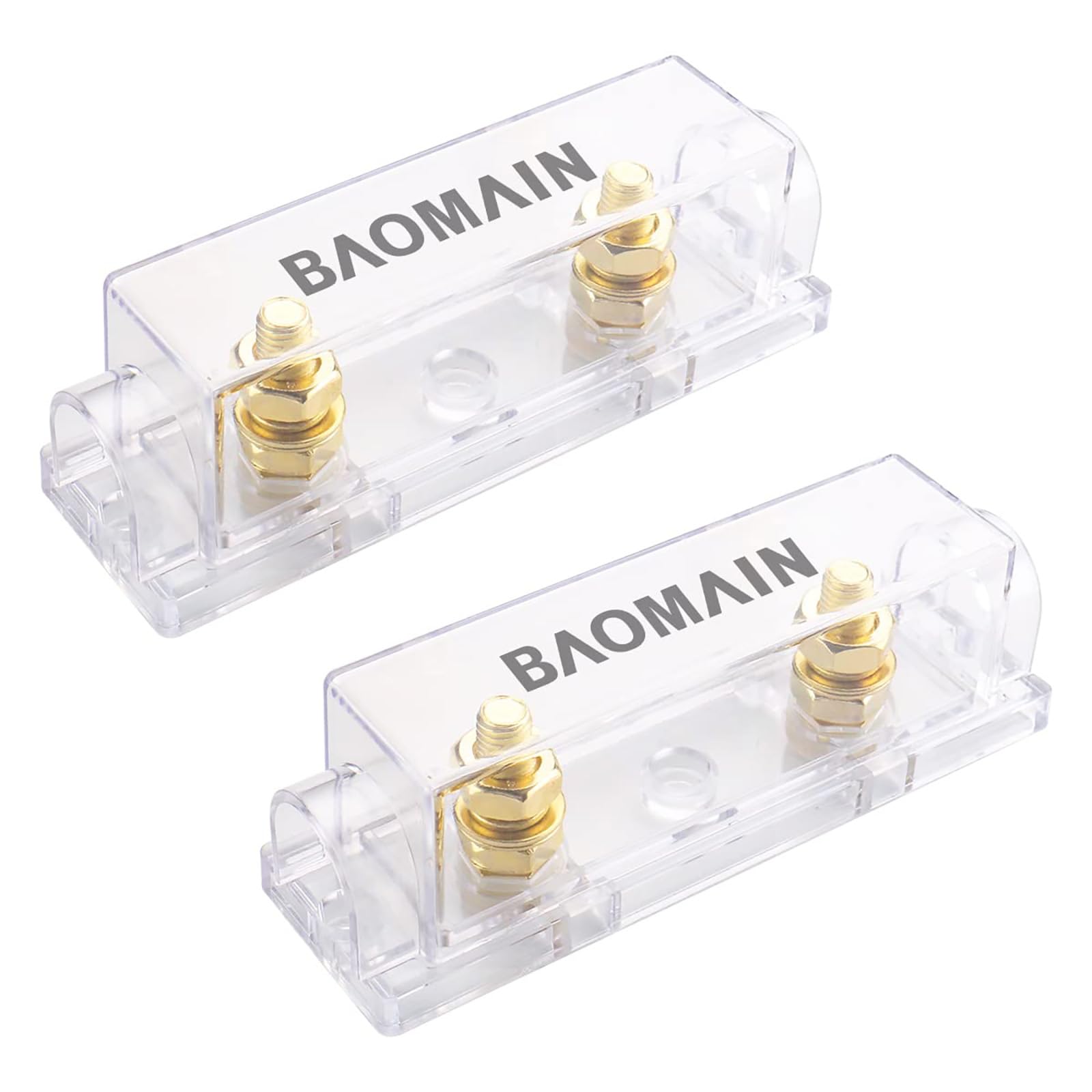Baomain 2-Pack ANL Fuse Holder Set, Gold Plated M8 Terminals with Clear Cover, for 0/2/4 Gauge Wire, Car Audio, Inverter, Truck, Marine 12V/24V Electrical System，（Fuse Not Included）-image-10
