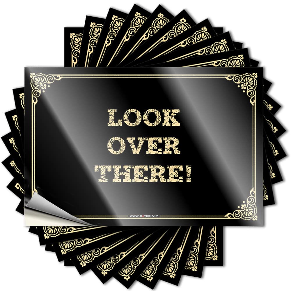 Vintage Home Decor Saying Durable Laptop | Look Over There! Fall Self Adhesive Sticker for Science DIY(8X12CM)