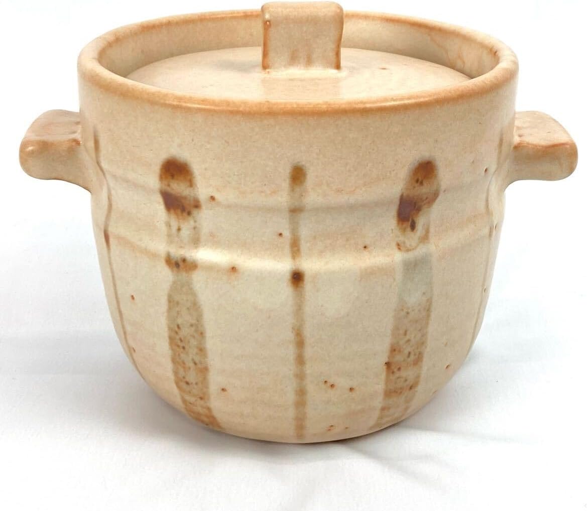 創作陶器 たち吉 志野ご飯鍋 4合炊飯土鍋 重量約3kg 未使用 創作陶器 たち吉 志野ご飯鍋 4合炊飯土鍋 重量約3kg 野村佳苗｜