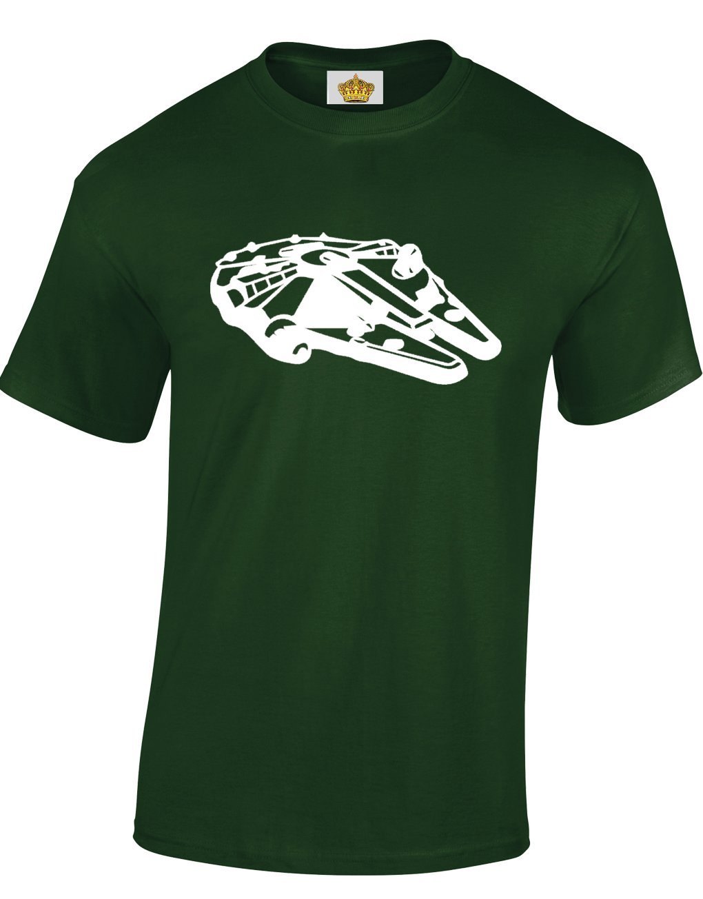 Crown Designs Millennium Falcon Silhouette Sci Fi Movie Film Inspired for Men & Teenagers T-Shirts Tops - Dark Green/X-Large
