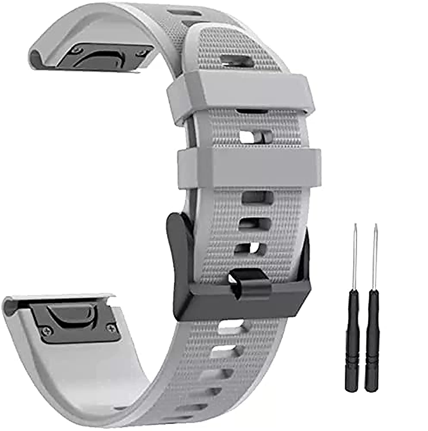 Silicone Replacement band 22 mm Compatible with Garmin watch Fenix 7 | Fenix 6 | Fenix 5 | 6 Pro | 5 Plus | Approach S60 | Forerunner 945 Smartwatch strap (Grey)