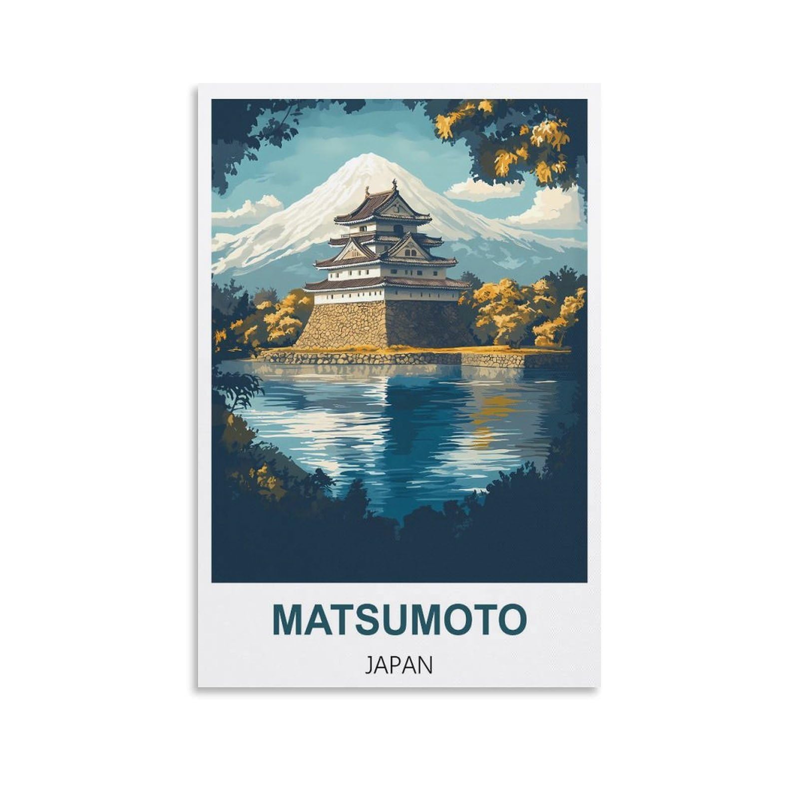 Fjiwecwsq Unframe-Style Matsumoto Japan Vintage Travel Poster 12X18inch(30X45cm) Canvas Wall Art Painting Prints