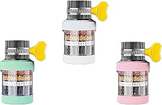 3pcs Mini Wasserhahn Wasserfilter für Trinkwasser, Spritzfest Leitungswasserfilter Filter, runder Hahn Wasser Filter für Küche Badezimmer, 6-Schicht-Filtration mit Aktivkohle