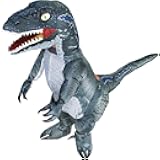 JUROSAICA Dinosaur Costume Adult Inflatable Raptor Onesies Blow Up Velociraptor T-rex Dino Full Body Halloween Costume For Men Women Grey