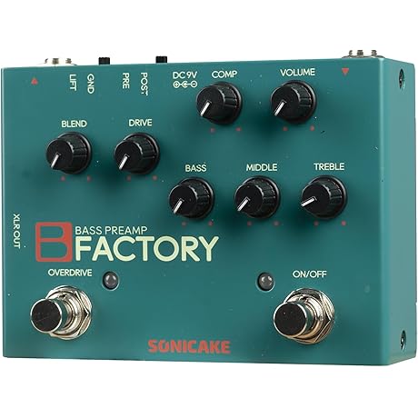 SONICAKE Bass Pedal, Analog Preamp with Overdrive Compressor