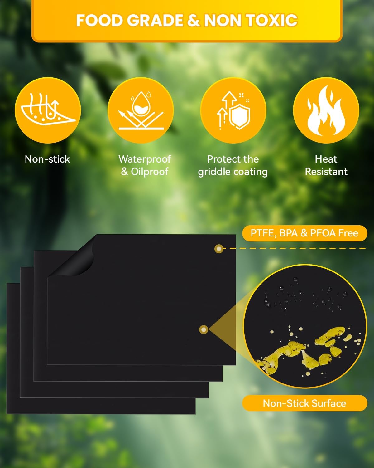 4PCs Nonstick Teflon Oven Liners Compatible with Gourmia GTF1188SSA