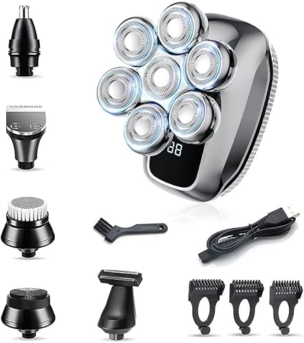 Afeitadoras de cabeza para hombres calvos afeitadoras eléctricas para hombres - Maquinilla de afeitar eléctrica inalámbrica impermeable IPX7 húmeda