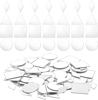 200 espejos pequeños para manualidades, 4 formas cuadradas de diamante redondo triangular, espejo de bricolaje, mosaico de vidrio, piezas para manualidades, hogar, pared, arte, bolas de