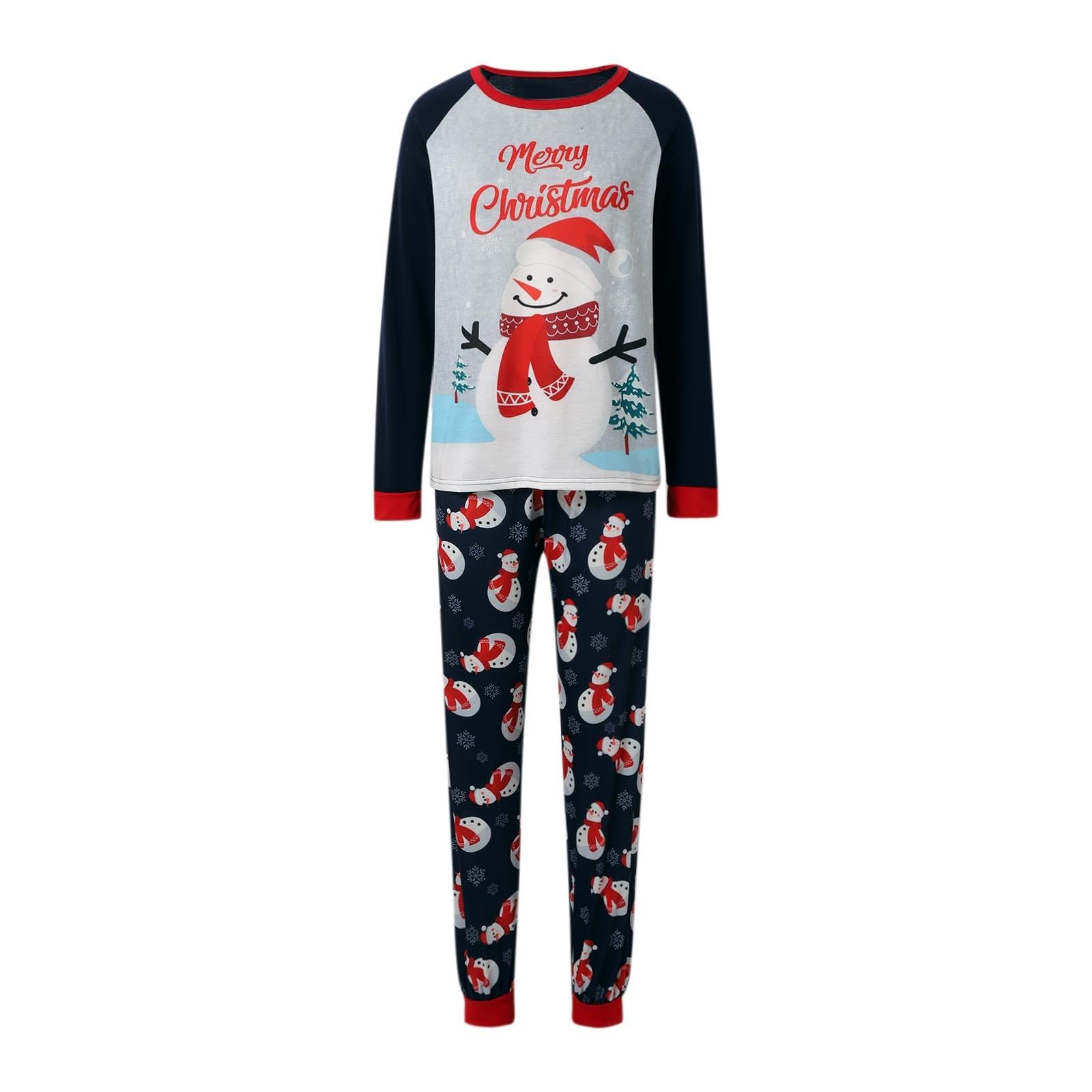 Pijama familiar de Navidad azul talla S conjunto de dos piezas de manga larga para el hogar 8