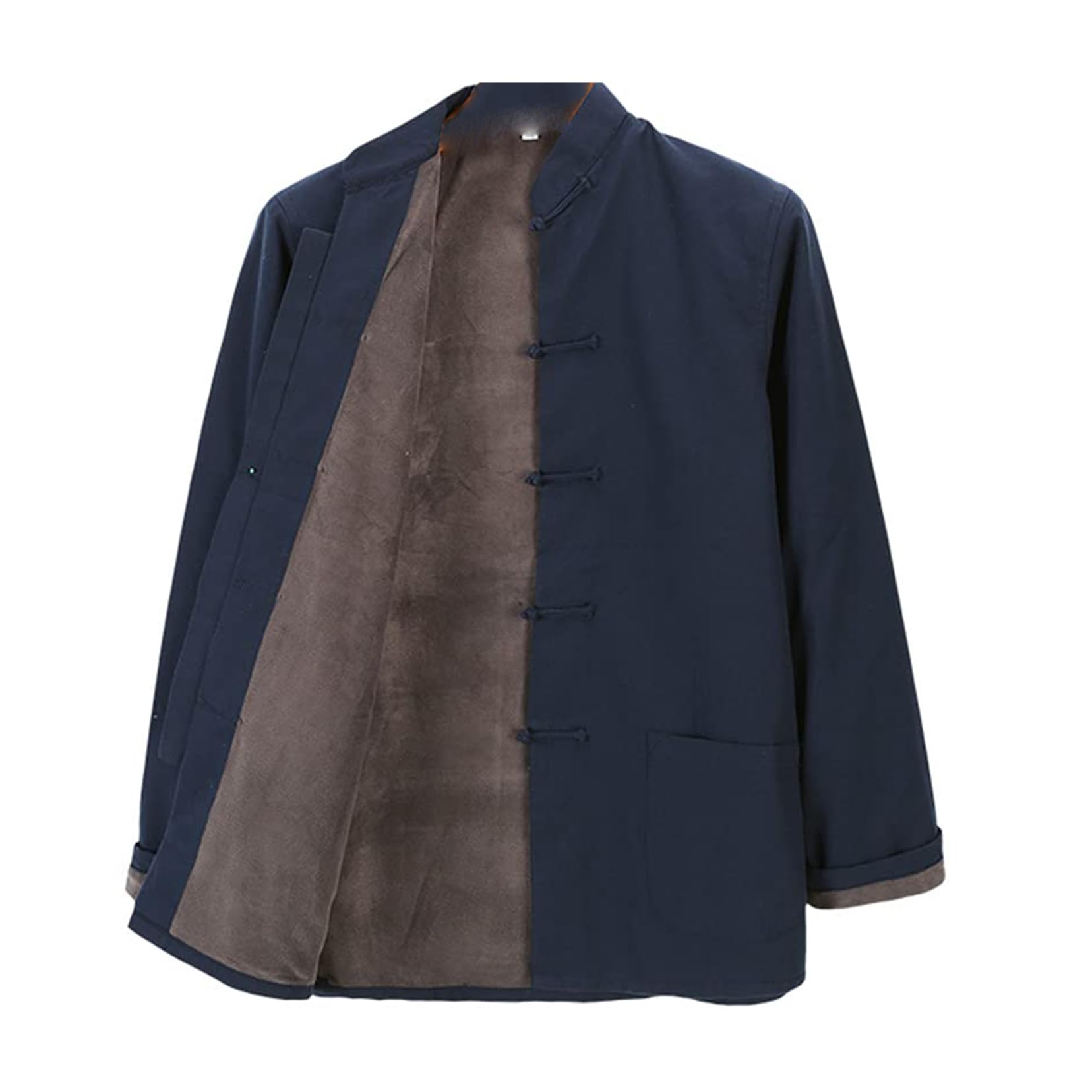 Traje Tang, Chaquetas gruesas de invierno, abrigos de algodón for traje, uniformes cálidos de Tai Chi for hombre, ropa de Kung Fu chino, camisetas(Blue_XL)