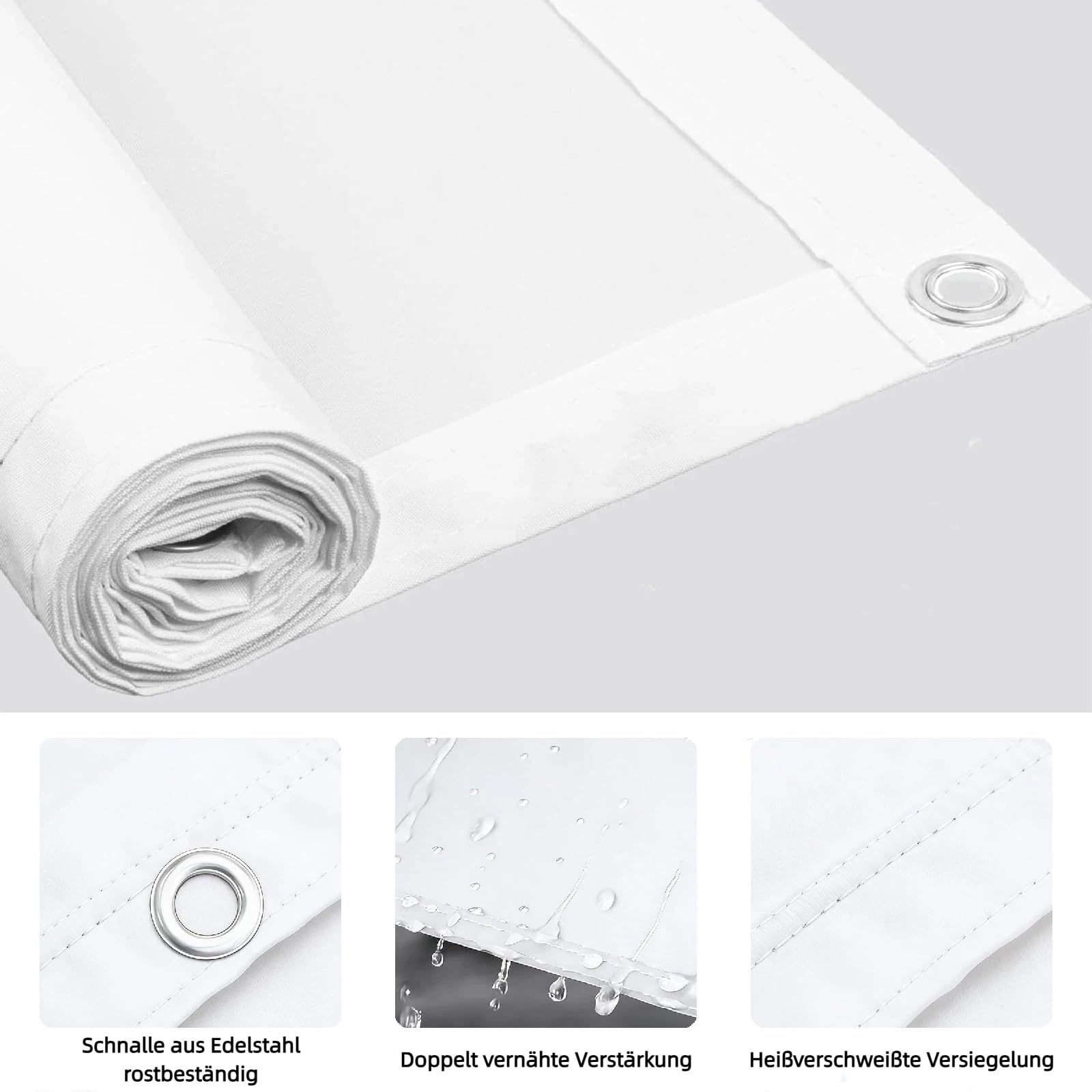 Sonnensegel Wasserdicht Rechteckig mit Ösen 4.5x9m Sonnenschutz Terrasse UV-Schutz, Wetterfest, 100% Polyester Markisenstoff Sonnensegel Balkon für Outdoor Innenhof Pergola Pool, Weiß