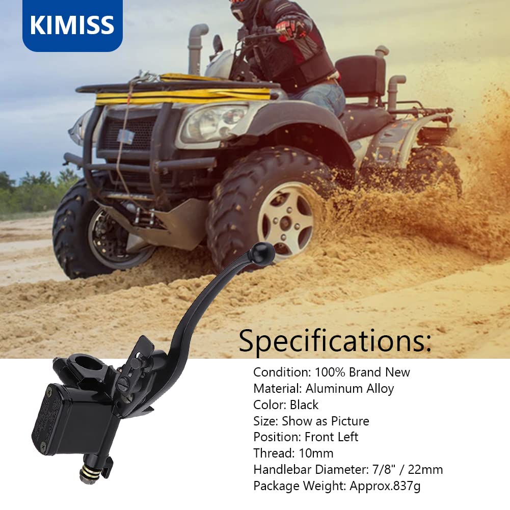 KIMISS Bomba de freno izquierda de 7/8" (22mm) para quad ATV cilindro maestro de embrague, palanca de alta calidad