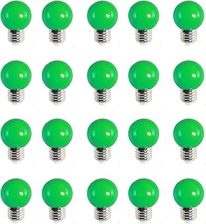 WULUN Bulbo de color de caracol E27, mini bulbo esférico de golf 2w G45, equivalente a bulbo incandescente de 20w, adecuado para luces de Navidad de fiesta de patio al aire libre, verde,20Pcs