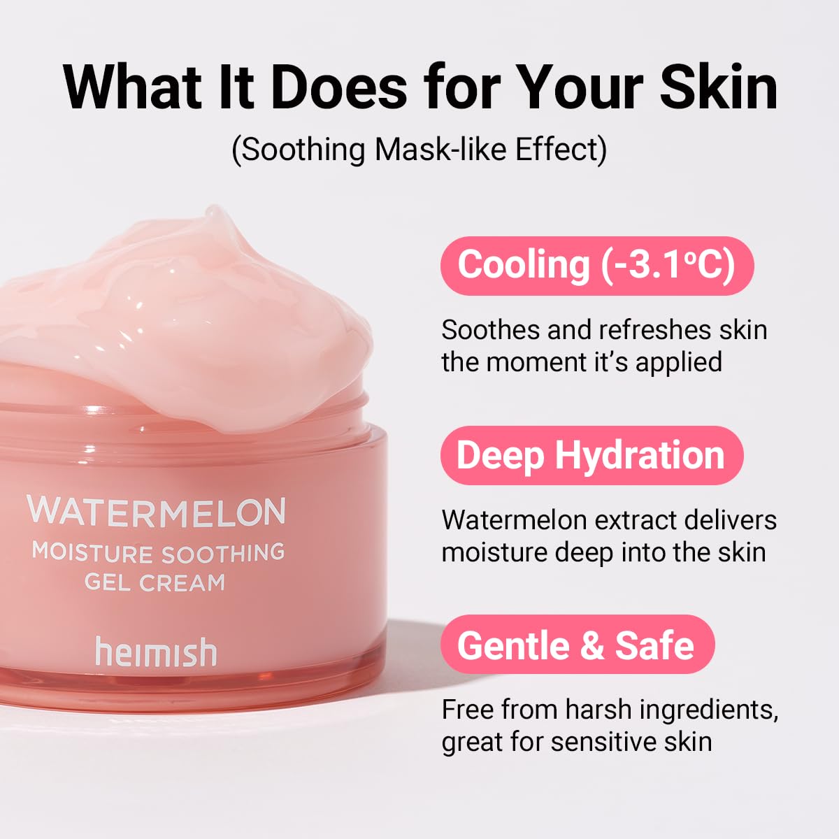 HEIMISH Watermelon Moisture Soothing Gel Cream, Hydrating, Cooling & Soothing, Plumping Facial Cream - Image 3