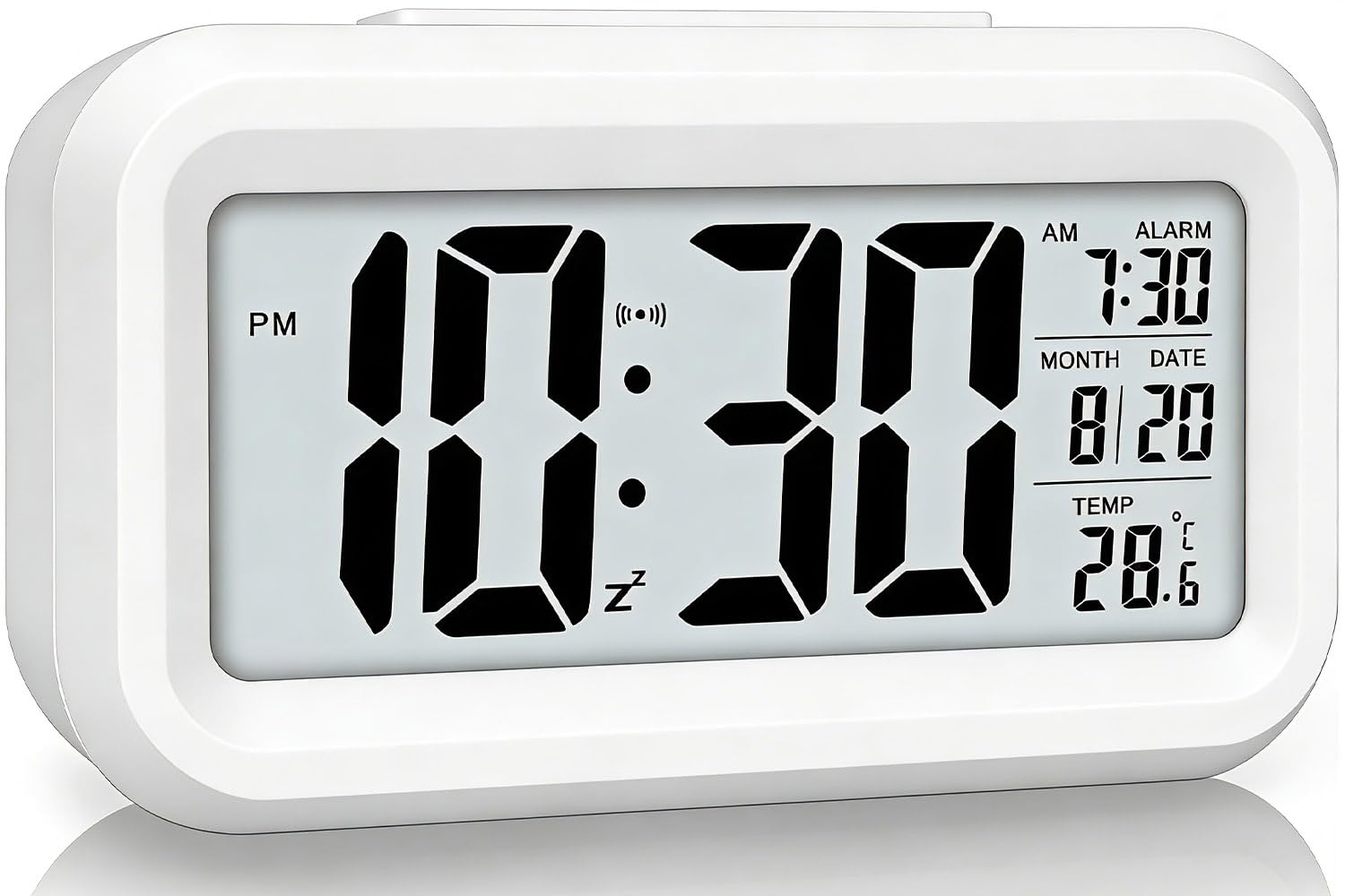 Lesipee Digital Alarm Clock for Bedroom, Desk Clock Battery Operated, Digital Clock with Smart Night Light 12/24H Display Snooze Function for Heavy Sleepers Gifts for Kids