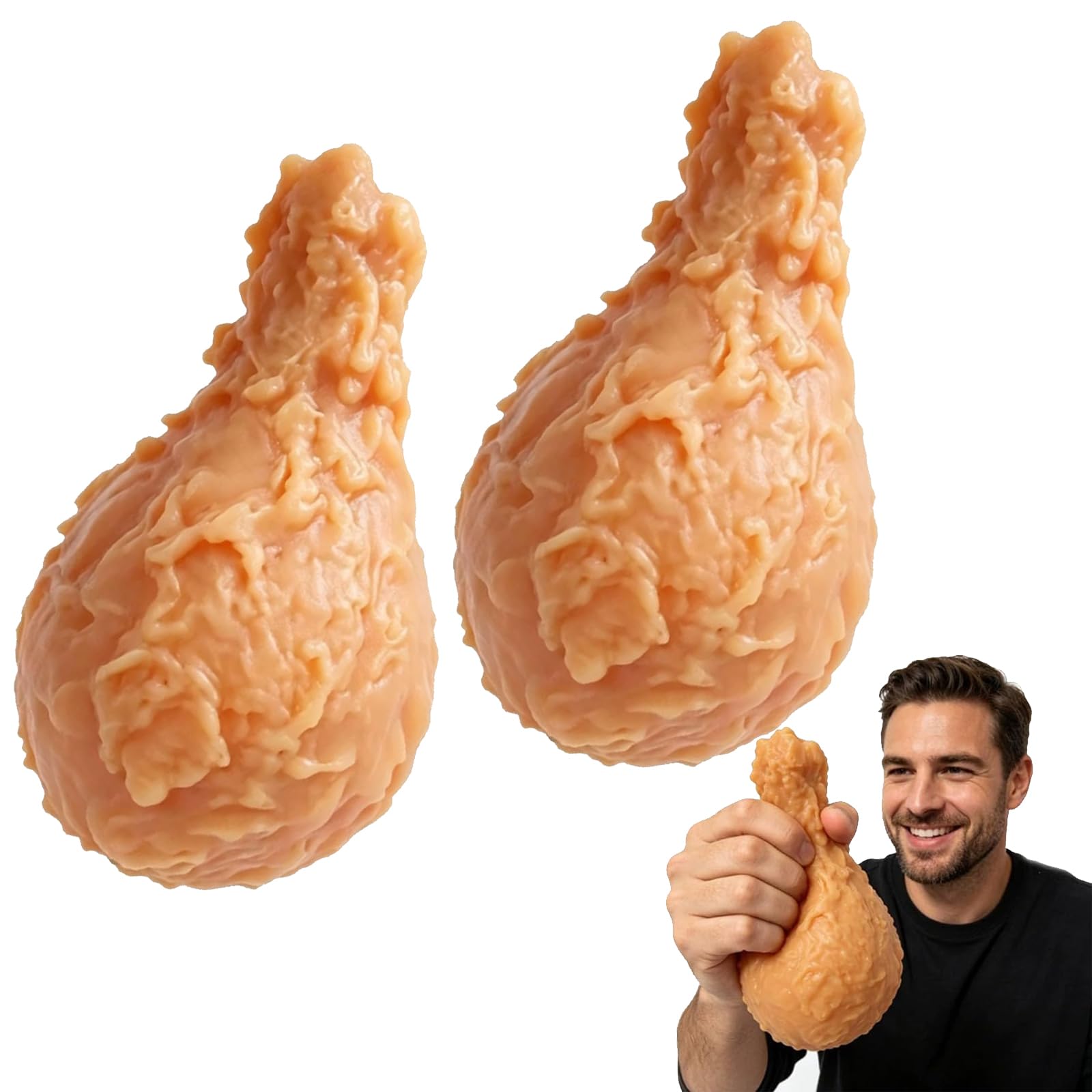 Fried Chicken Squishy, Fried Chicken Leg Squishy Fidget, Simulated Chicke𝐧 Leg Squeeze, Soft Squeeze Stress Relief, Stress Relief Ball for Adults (2pcs)