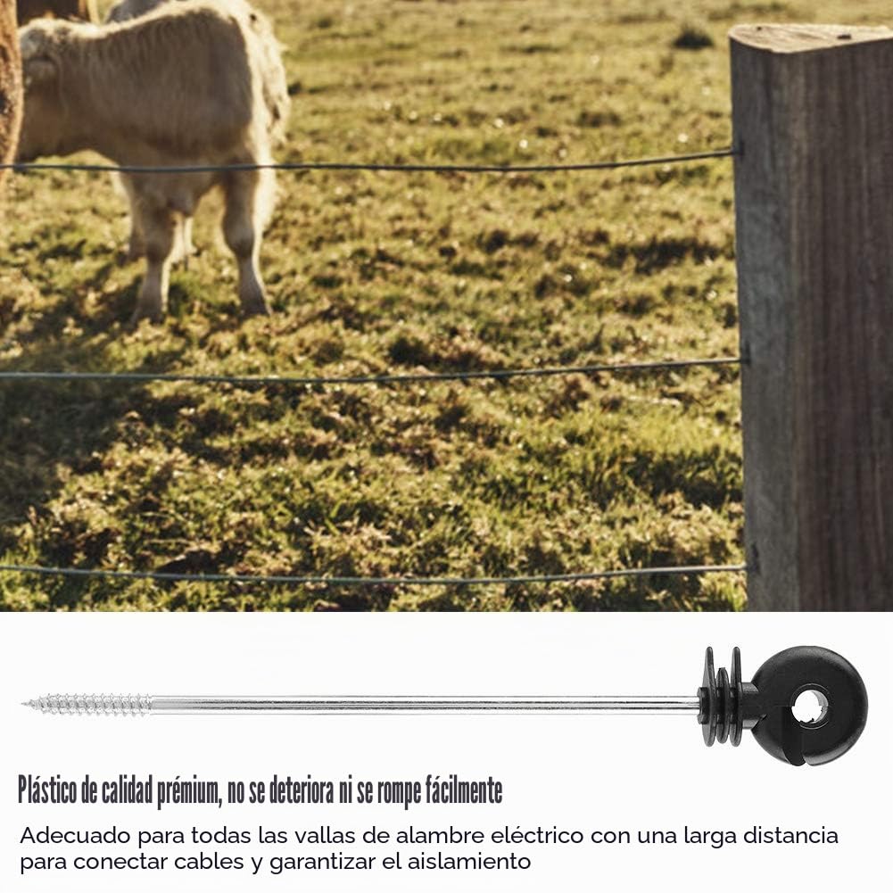 Aislador de Poste de Madera de 100 Piezas, Aislador de Cerca Eléctrica Tornillo de Larga Distancia en Aisladores de Anillo para Cercado de Animales de Granja