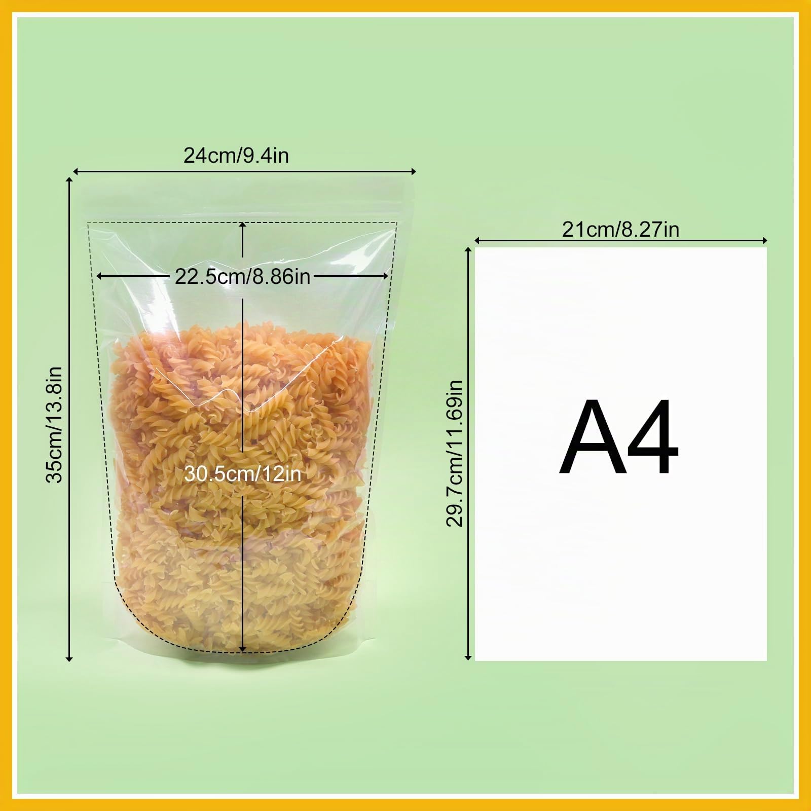 100 sacs transparents dressés SumDirect pour aliments surgelés de 24x35CM, Pochettes dressées réutilisables avec fermetures à glissière, Sac d'emballage de l'encoche à déchirure thermo