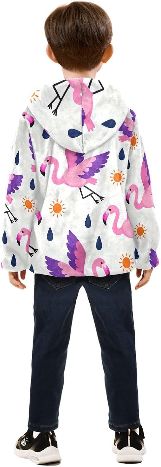 Cute Pink Flamingos Hooded Fleece Jacket Toddler Outerwear Jackets & Coats Navy Blue Baby Boys Hoodie