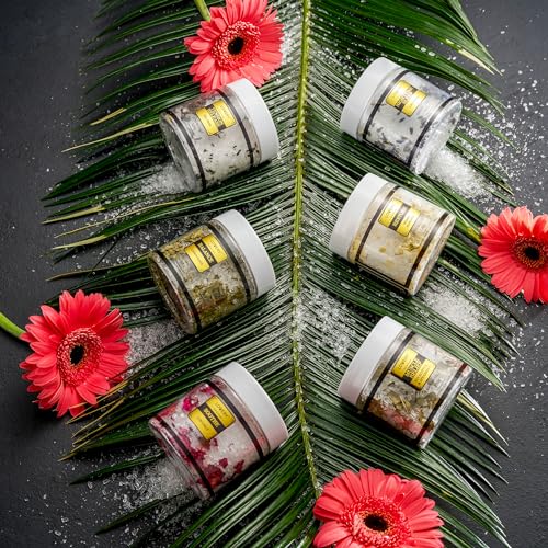 Bath Salts Gift Set with Lavender, Arabica Coffee, Mango, Sugar, Himalayan & Coconut, 6pc Bath Soaks, Relaxing Spa Salt with Essential Oils, Vitamin E, Jojoba Oil, Shea Butter, Fresh Herbs - Image 3