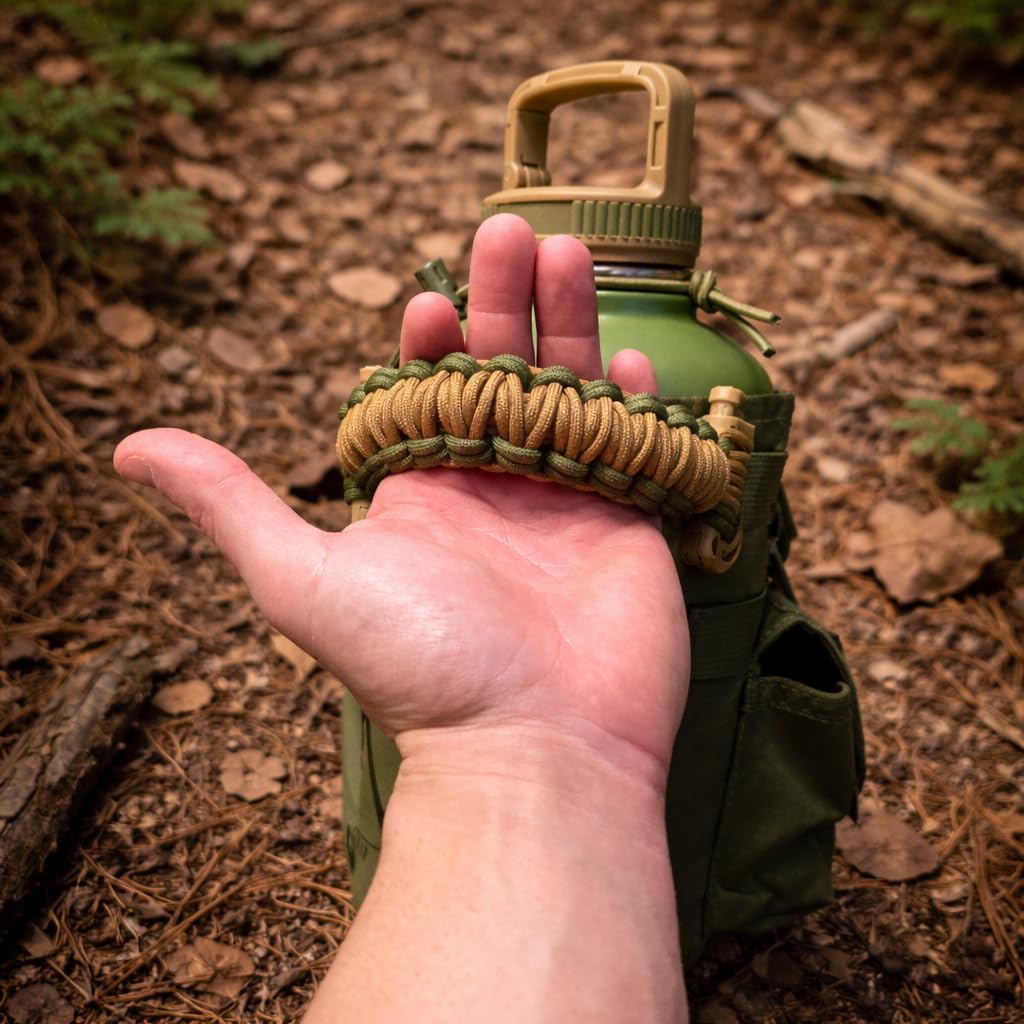 Iron Infidel Battle Pack - Accessories Kit for Battle Bottle - Water Bottle Cap Replacements for 64 Oz or 32 Oz | Wide Mouth Lid, Shoulder Strap, Paracord Handle, Morale Patch & Decal