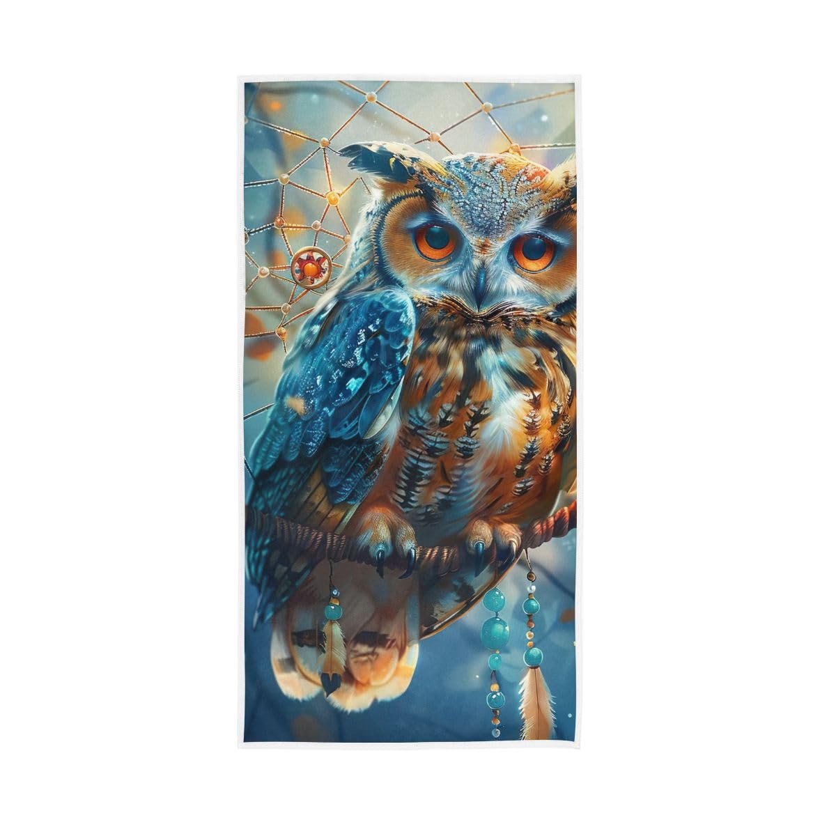 HUYGD Owl Wearing Dream Catcher Hand Towels and Wash Cloths for Bathroom, Hand Towels for Bathroom, Travel, Camp, Hotel, Spa 15 x 30 Inches
