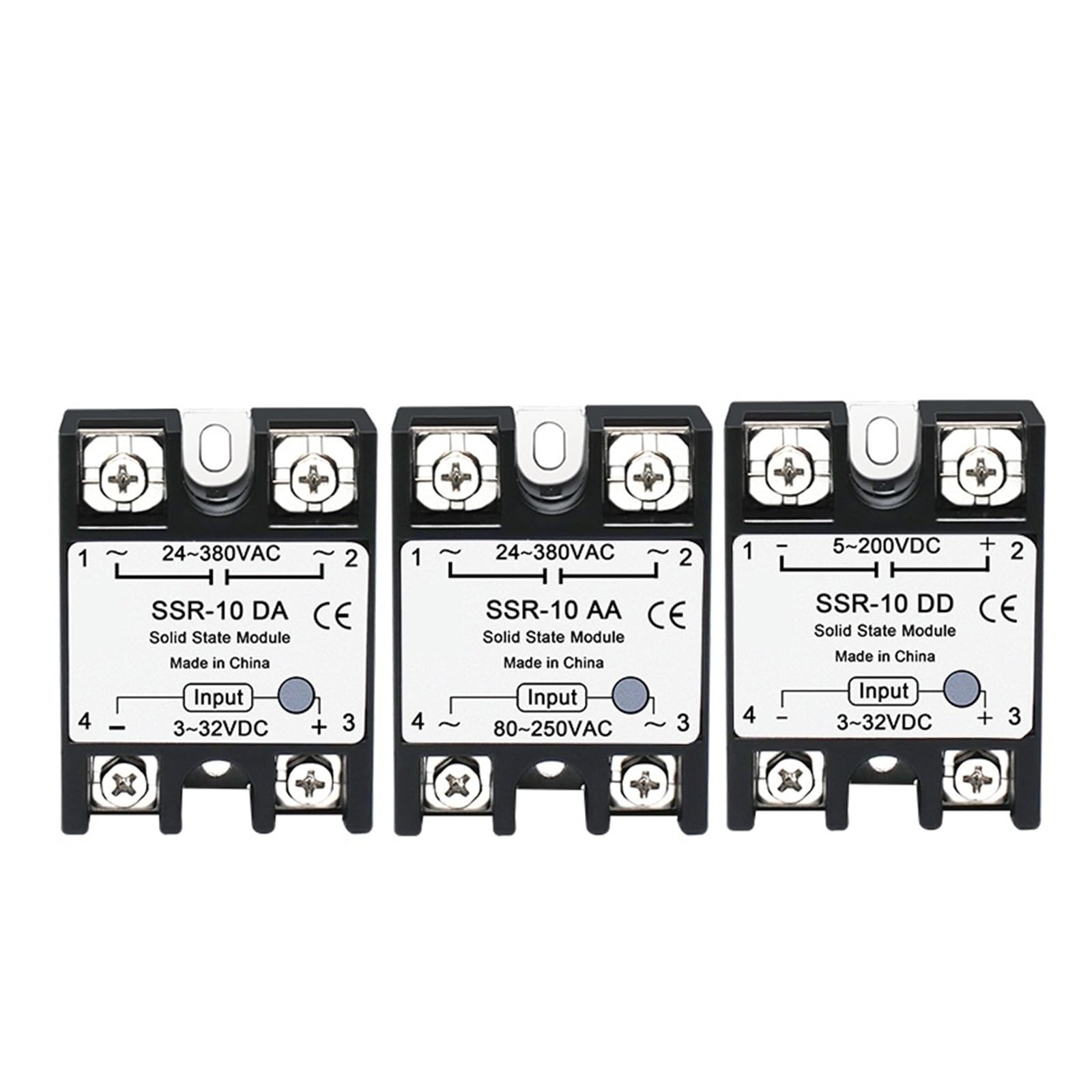 LCTC 10 relés de estado sólido SSR CC a CA CA a CA CC a CC 10 A 25 A 40 A 50 A 60 A 80 A 100 A monofásico sin contacto 3-32 VCC (DC-AC, 10 unidades SSR 40 A)