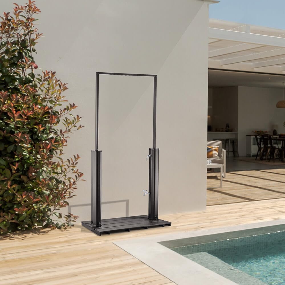 Home Deluxe Ducha solar con plato base PAROS - 110 x 76 x 219 cm - 40L | ducha jardín, ducha piscina, ducha exterior