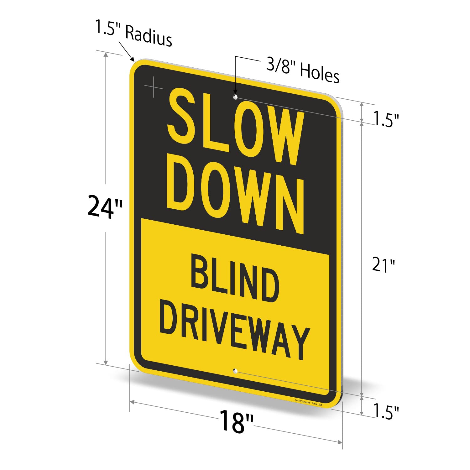 SmartSign "Slow Down - Blind Driveway" Sign | 18" x 24" Aluminum — Amazon image 5