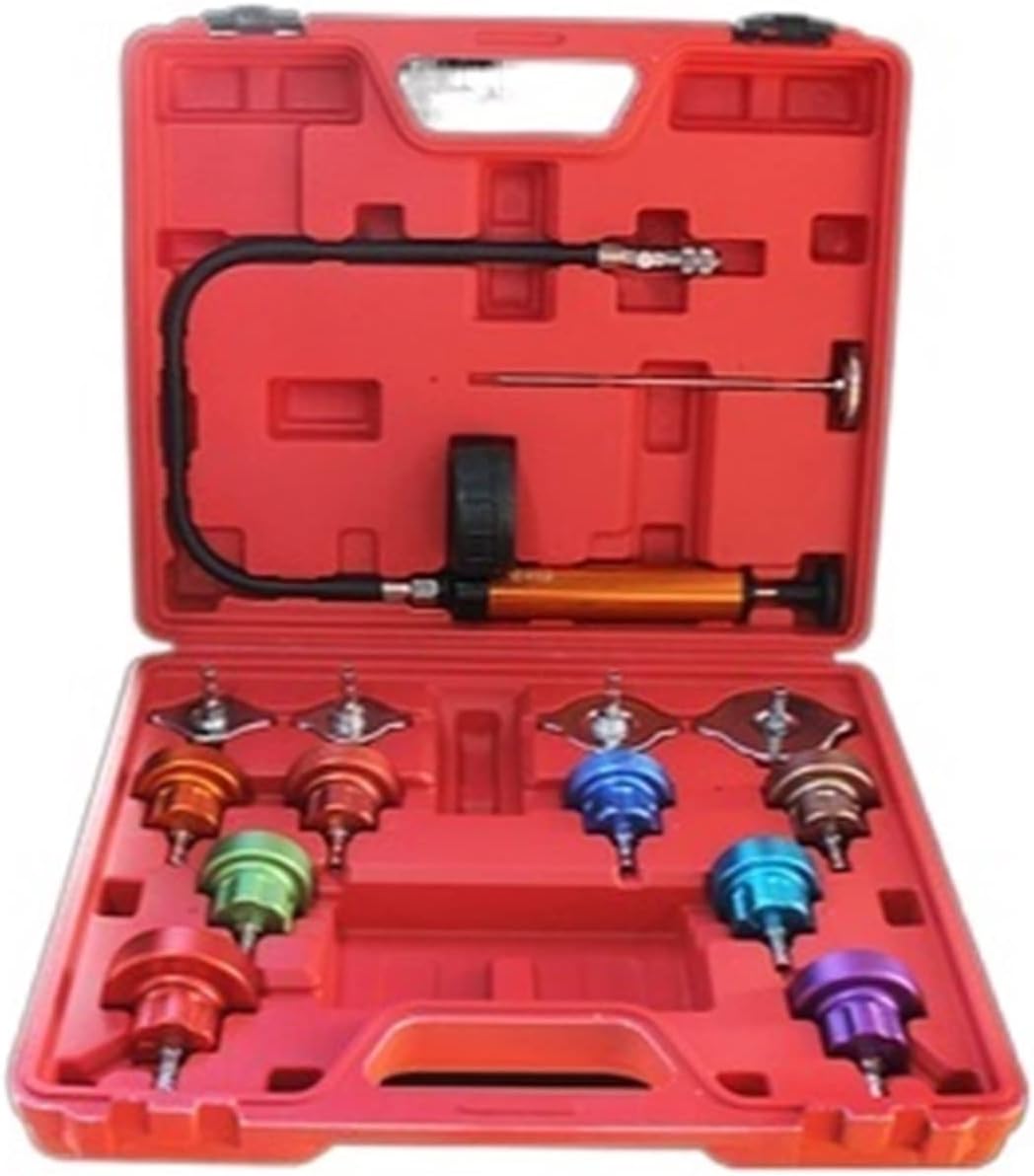 Coolant Pressure Tester kit 14PCS Automotive Radiator Pressure Tester Kit Car Leak Detector Tool Auto Cooling System Coolant Vacuum Purge Vacuum Type Cooling System Kit