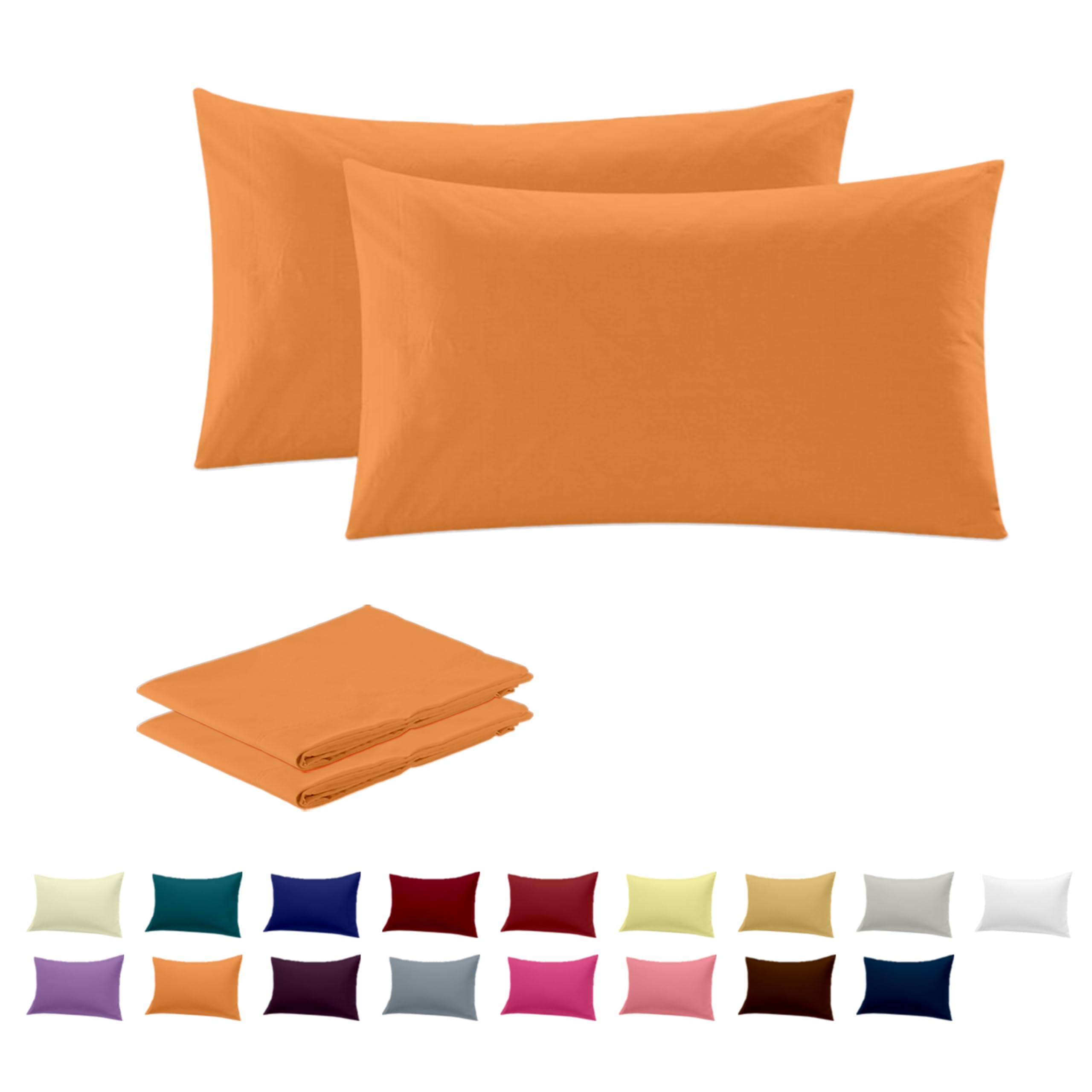 Rohi Luxury Peach Pillowcases 2 Pack - (50×75cm) | Soft & Comfy Cotton Blend Pillow Covers with Envelope Closure | Breathable, Anti-Allergy, Fade & Wrinkle Resistant