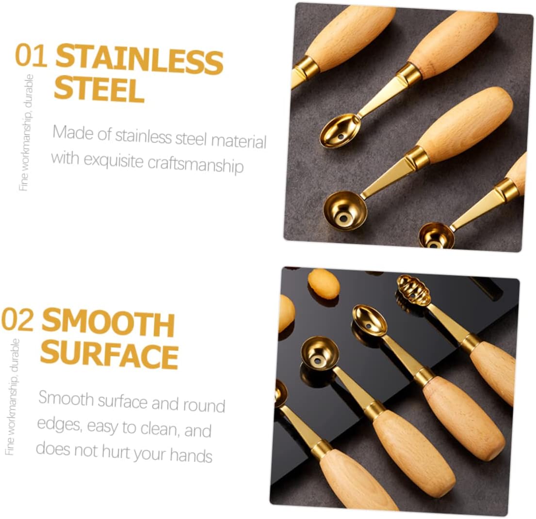 4pcs Melon Baller Scoop Ice Scoop Dessert Spoon Stainless Steel Fruit Ball Digger Round Scooper for Salad