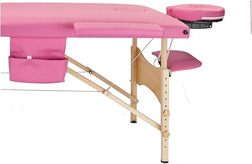 Miniatura 4 de Conjunto de mesa de masaje de belleza plegable de 3 secciones concisa y elegante, para spa, 27.6 pulgadas de ancho, 72.8 pulgadas de largo, rosa