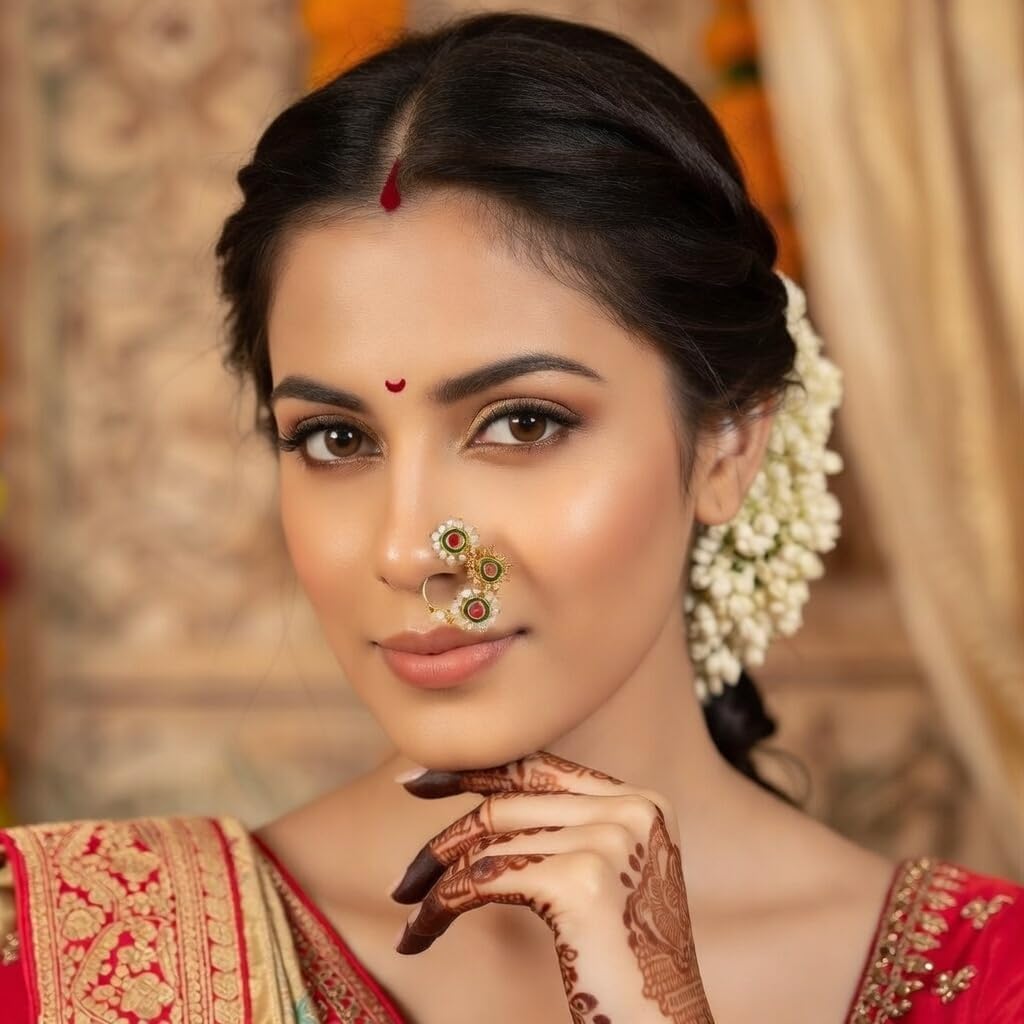 Efulgenz Indian Jewelry Nath Nathani Fake Nose Ring Stud Pin Jewelry