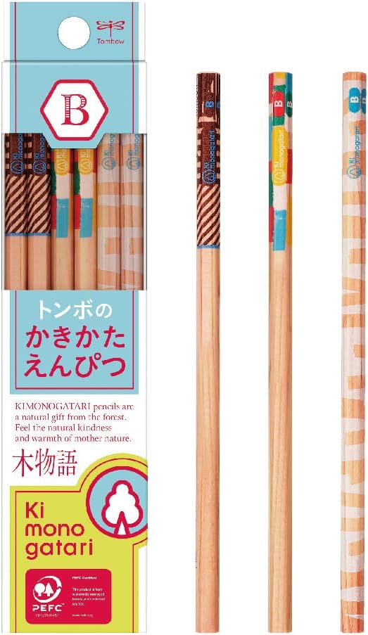 Tombow KB-KF01-B Pencil, F Tree Monogatari Shikata, B, Light Blue Pattern, 1 Dozen