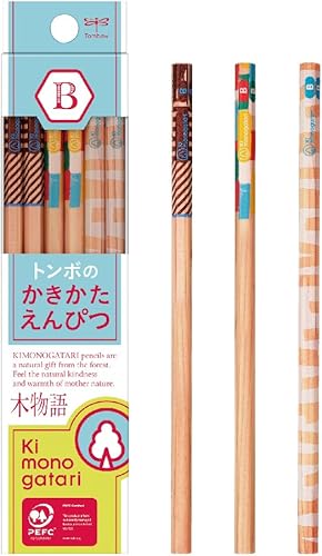 Tombow - Lápiz F Wooden Story KB-KF01-B Kakikata B, patrón azul claro, 1 docena