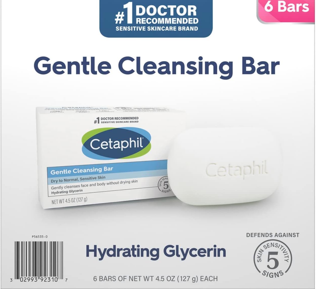 Cetaphil Deep Cleansing Face & Body Bar (Pack of 6